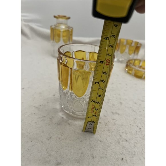 Antique Circa 1908 Val St Lambert Yellow & Clear Glass 8 Piece Vanity Set - Picture 11 of 12